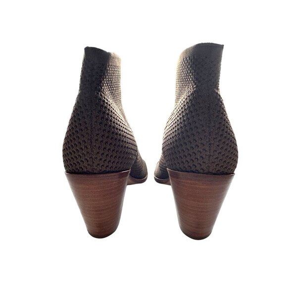 Eileen Fisher Ark Peep Toe Stretchy Knit Bootie Brown Pull On Mid Heel Size 9 - Picture 5 of 8